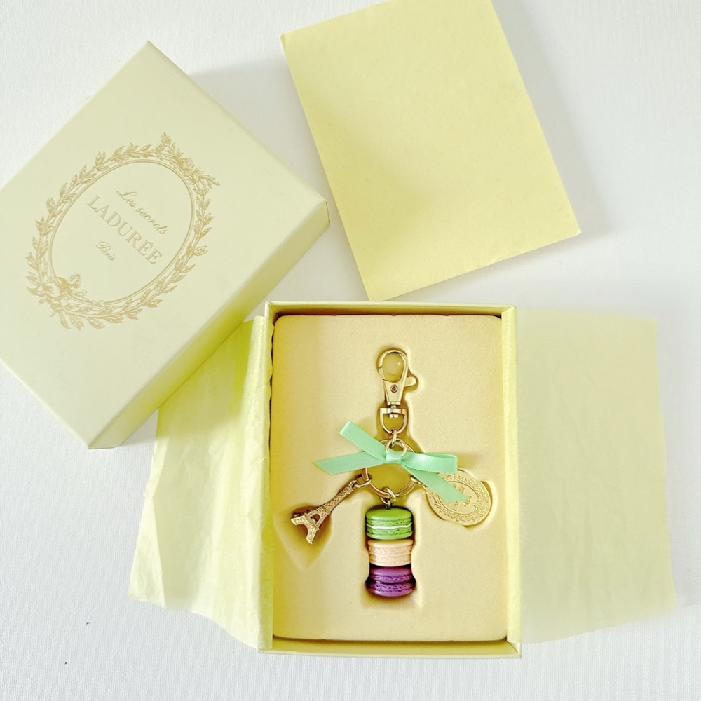 Ladurée Macaron Keychain Key & Card Holder - Pastel Yellow Box